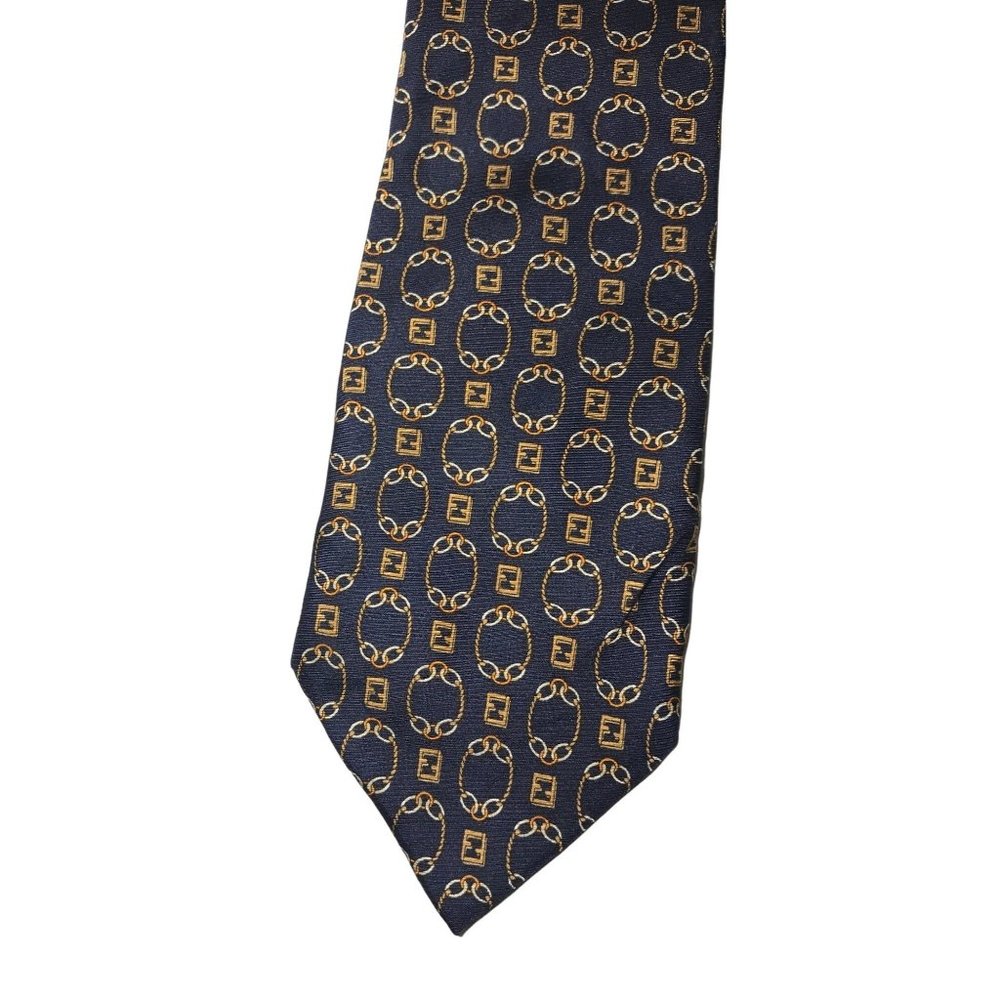Bijoux Terner Executive Silk Blue Gold Orange Black Neck Tie 60 x 4 Retro Street